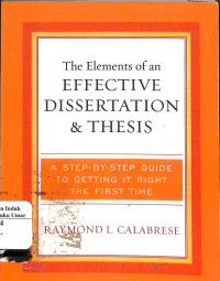 Image of The Elements of an Effective Dissertation and Thesis
